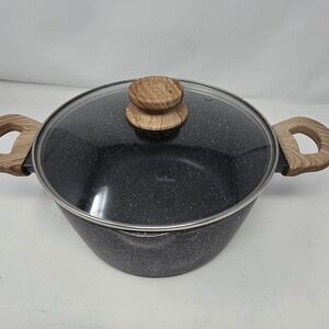 Country Kitchen Stockpot Unisex OS Black Excellent Wood Look Handles Nonstick